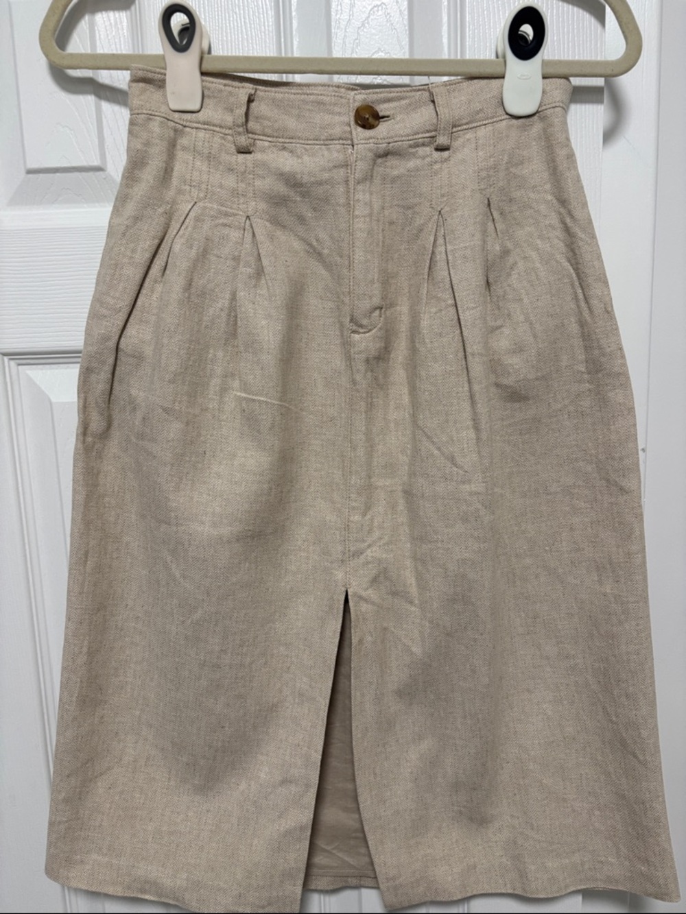 Banana Republic Factory Beige Midi Skirt with Front Slit